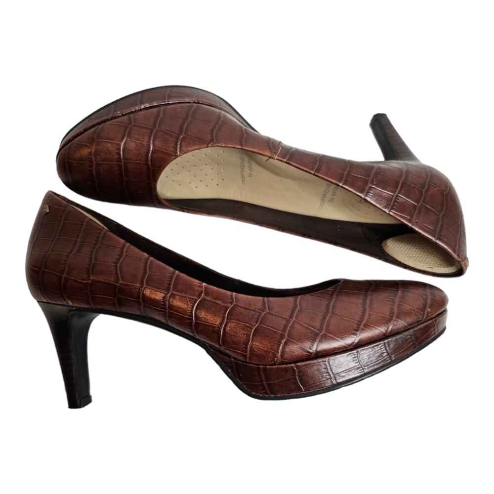 Rockport Adiprene by Adidas Leather Alligator Print Platform High Heel Size 7.5 - Picture 3 of 12